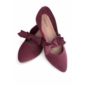 Torrid Burgundy Mary Jane Bow Flats WW Coquette Balletcore Women’s Size 12